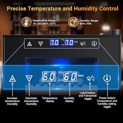 Electric Humidor Cabinet 35L with Digital LED Screen and Humidity Control C6096