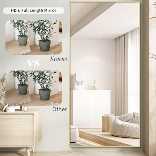 Koonmi Large Full Length Mirror with Stand, Aluminum Alloy Frame, Black G7504