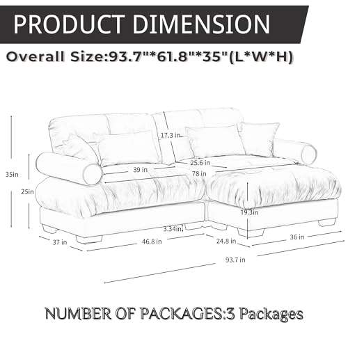 130" Modular Sectional Sofa with Movable Ottoman, Velvet Upholstered, Green Y4976