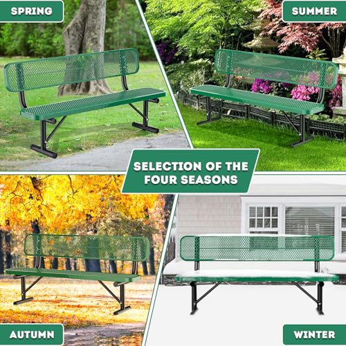 Heavy Duty Outdoor Metal Park Bench with Backrest for Garden Patio Yard K713