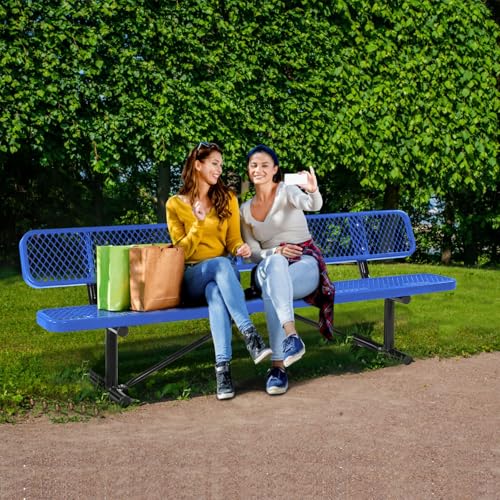 Heavy Duty Outdoor Metal Park Bench with Backrest for Garden Patio Yard K713