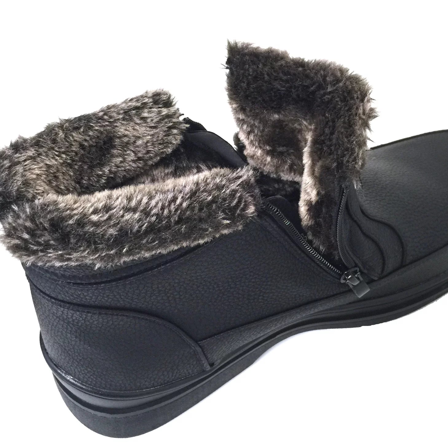 Men's Faux Fur Lined Winter Ankle Snow Boots X584465