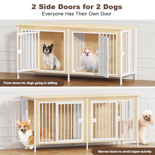 EasyCom XL Wooden Dog Crate Furniture for Medium and Large Breeds, 2 Doors A673