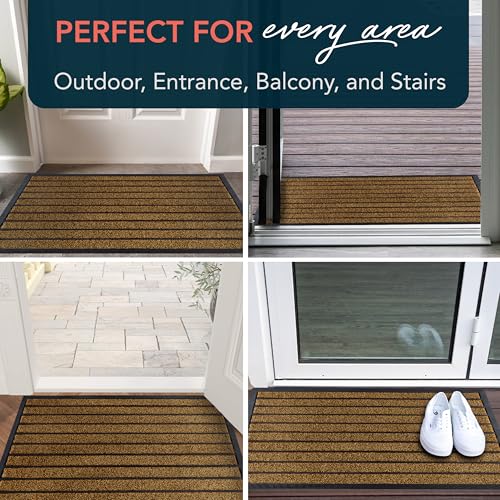 ubdyo Extra Durable Door Mat Non-Slip Outdoor Entrance 30" x 17" Bright Brown W5648
