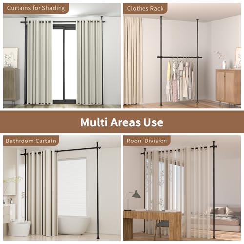 Adjustable No Drilling Room Divider Curtain Rod, Heavy Duty Metal Tension Wall Partition V7920