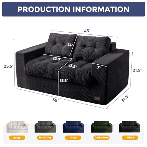 MAXYOYO 3 Seater Boneless Floor Sofa with Tufted Cushion, Beige A96326