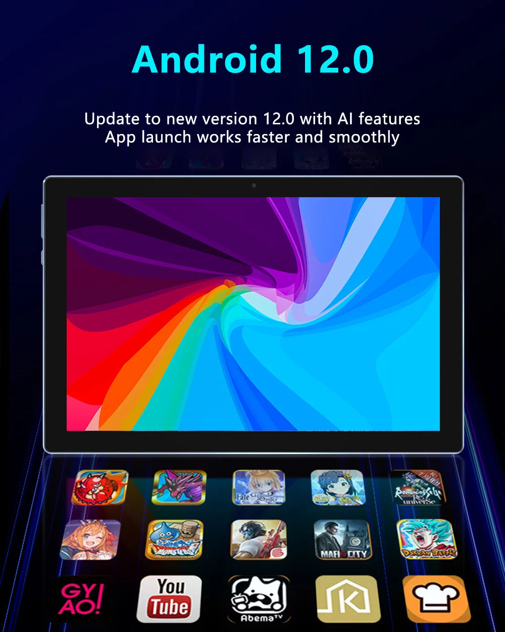 10 inch Android 12 Tablet PC, 2GB+32GB, 6000mAh Battery, Quad Core, WiFi I62432