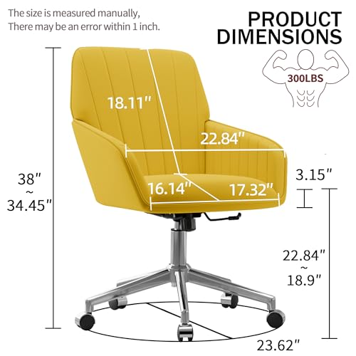 Velvet Home Office Chair with Gold Base, Swivel Desk Chair with Wheels (Cream) Z435471
