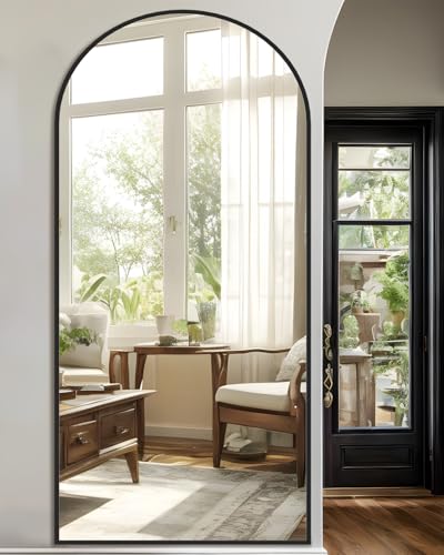 Arched Full Length Floor Mirror 76"x34" Black Freestanding I957