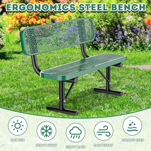 Heavy Duty Outdoor Metal Park Bench with Backrest for Garden Patio Yard K713