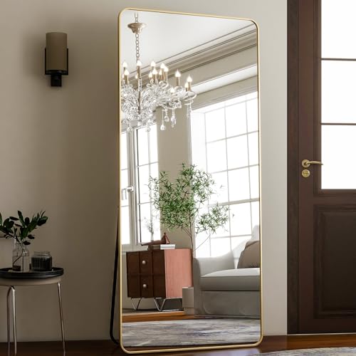 HARRITPURE 56" x 21" Rounded Full Length Floor Mirror with Aluminum Frame I85546