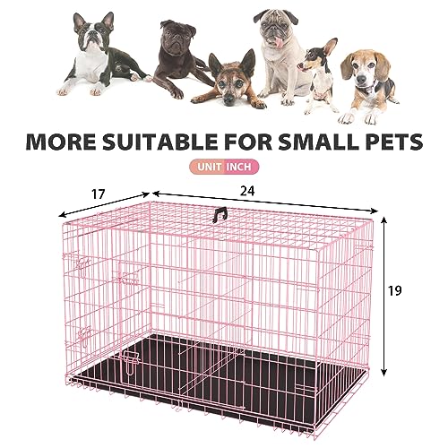 BestPet 42 Inch Folding Metal Wire Dog Crate with Double-Door and Removable Tray O49217