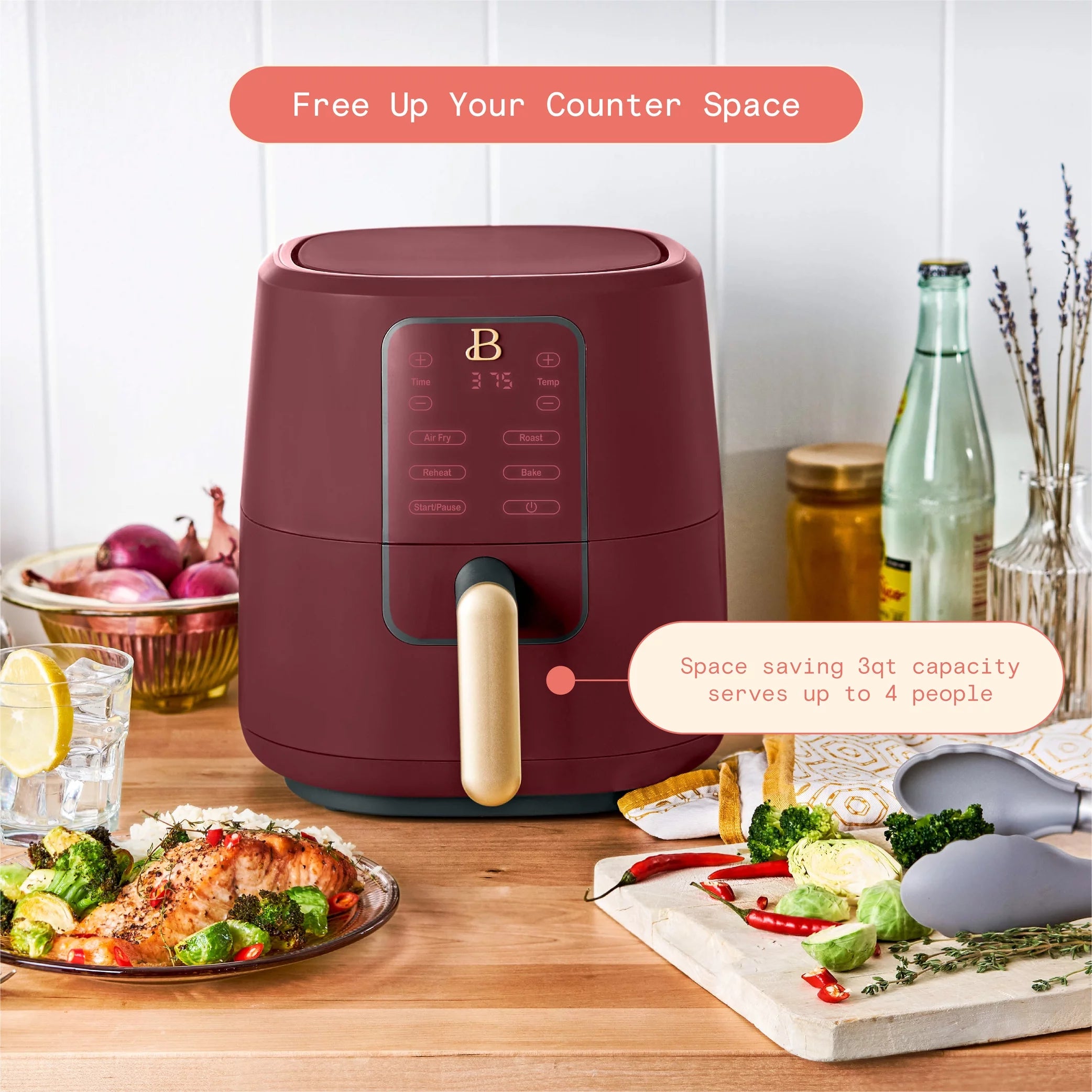 Beautiful 3 Qt Air Fryer with TurboCrisp Technology, White Icing by Drew Barrymore Q37808