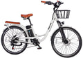 Narrak 350W 36V 10Ah 26" Step-Thru Electric Bicycle City E-Bike Mountain Bikes Up to 30 Miles Removable Battery, Shimano 7-Speed M5 5" LCD Display and Front Basket Commuter Bike for Adults-White