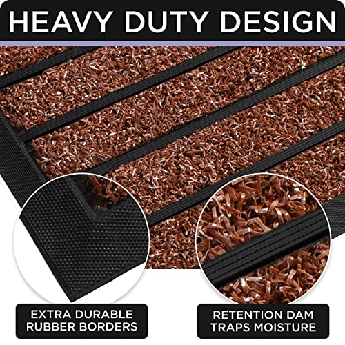 ubdyo Extra Durable Door Mat Non-Slip Outdoor Entrance 30" x 17" Bright Brown W5648
