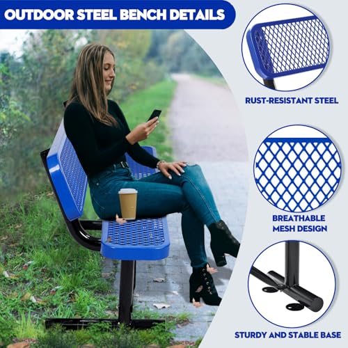 Heavy Duty Outdoor Metal Park Bench with Backrest for Garden Patio Yard K713