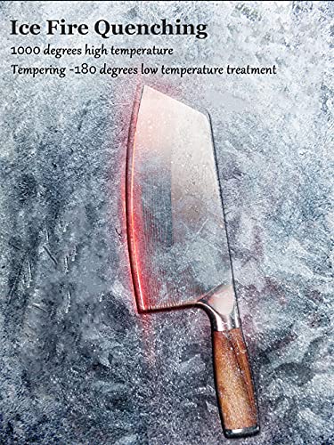 BLADESMITH Meat Cleaver Bone Chopper Knife, 6.3'' Stainless Steel Blade with Pear Wood Handle Q434