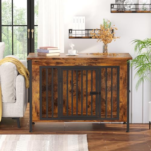 EasyCom XL Wooden Dog Crate Furniture for Medium and Large Breeds, 2 Doors A673