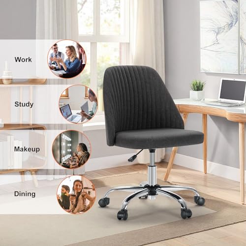 Sweetcrispy Armless Office Chair with Wheels, Adjustable Swivel Task Chair S259576