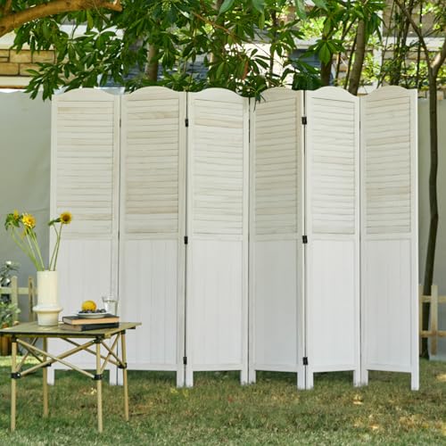 Room Partitions and Dividers, 5.6 Ft Tall Folding Wood Screen, 4 Panels S6959