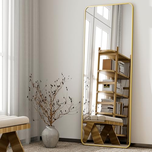 HARRITPURE 56" x 21" Rounded Full Length Floor Mirror with Aluminum Frame I85546