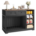 IDEALHOUSE 47" Large Dog Crate Furniture with 2 Drawers, Wooden Kennel for Medium Large Dogs, Black W8906
