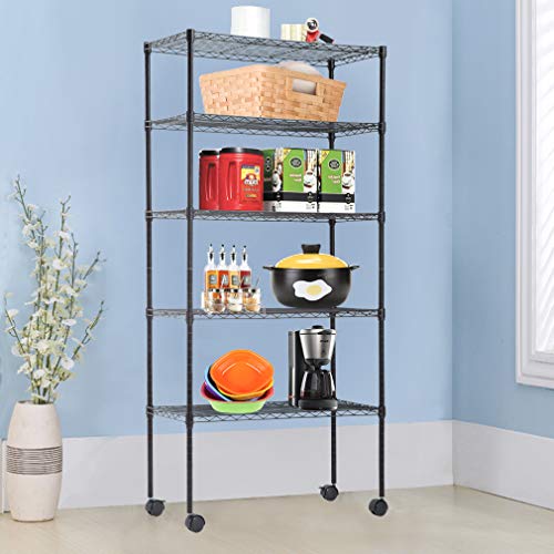 4 Tier NSF Wire Shelving Unit Heavy Duty Steel Storage Rack, Black X19089