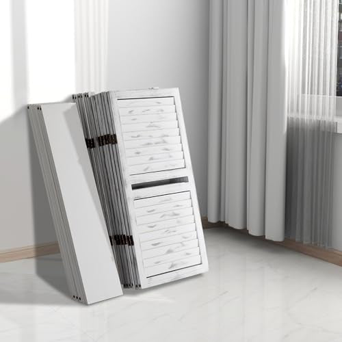Bonnlo 6 Panel Wood Room Divider with Shelves, 6 FT Folding Privacy Screen T6528