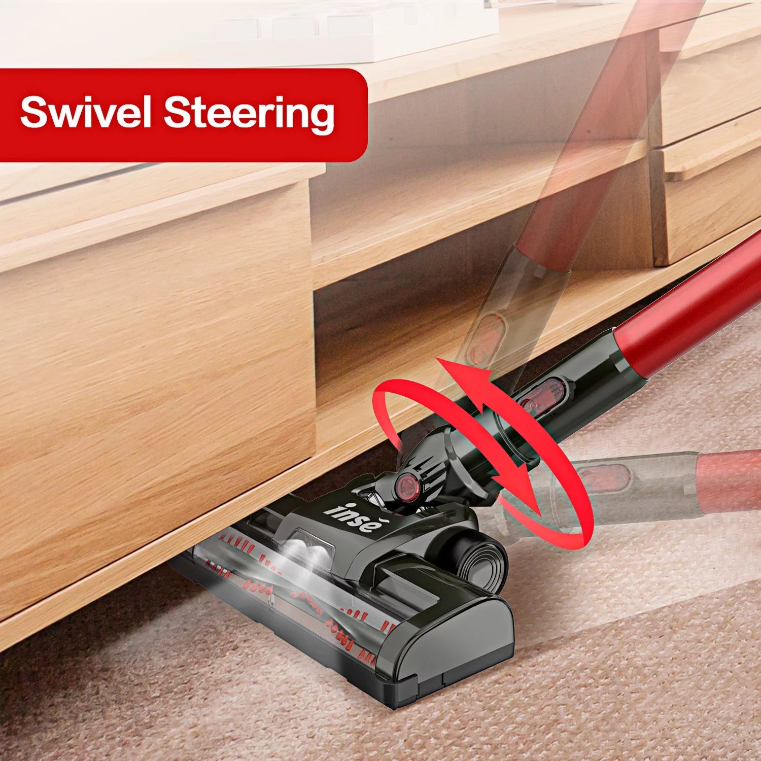 INSE Cordless Vacuum Cleaner, 6-in-1 Rechargeable Stick Vacuum for Home C315