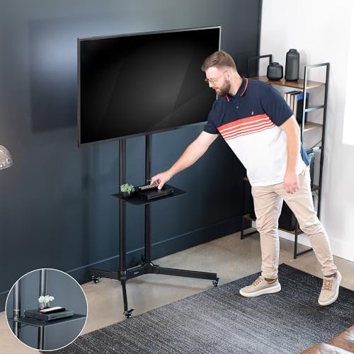 VIVO Mobile TV Cart for 32-83 inch Screens, Rolling Stand with Locking Wheels, Black F79048
