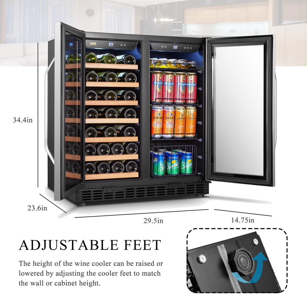 Lanbo 30 Inch Dual Zone Wine Refrigerator and Beverage Cooler D20819