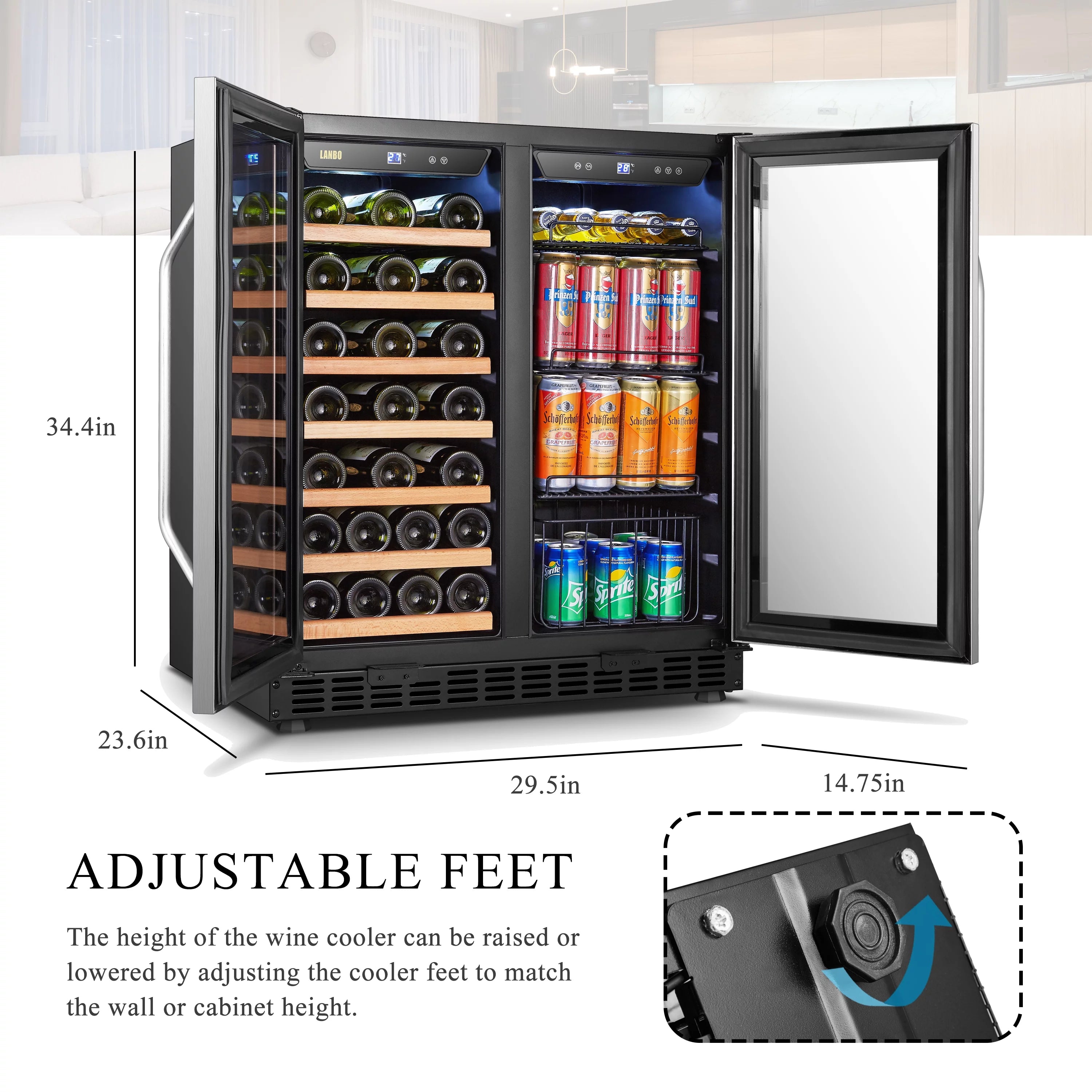 Lanbo 30 Inch Dual Zone Wine Refrigerator and Beverage Cooler D20819