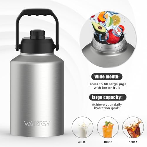 128oz Insulated Stainless Steel Water Bottle with Handle, Black W803