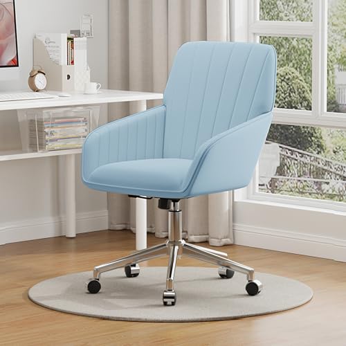 Velvet Home Office Chair with Gold Base, Swivel Desk Chair with Wheels (Cream) Z435471