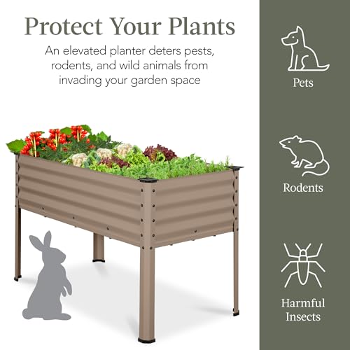 Best Choice Products 48x24x30in Galvanized Raised Garden Bed, Metal Elevated Planter Box, Dark Green S888804