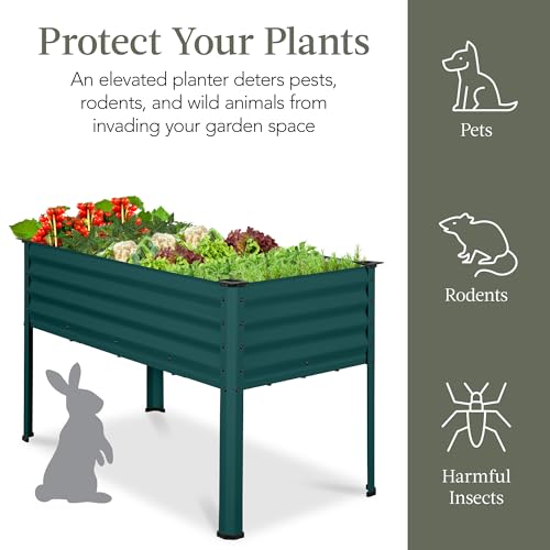 Best Choice Products 48x24x30in Galvanized Raised Garden Bed, Metal Elevated Planter Box, Dark Green S888804