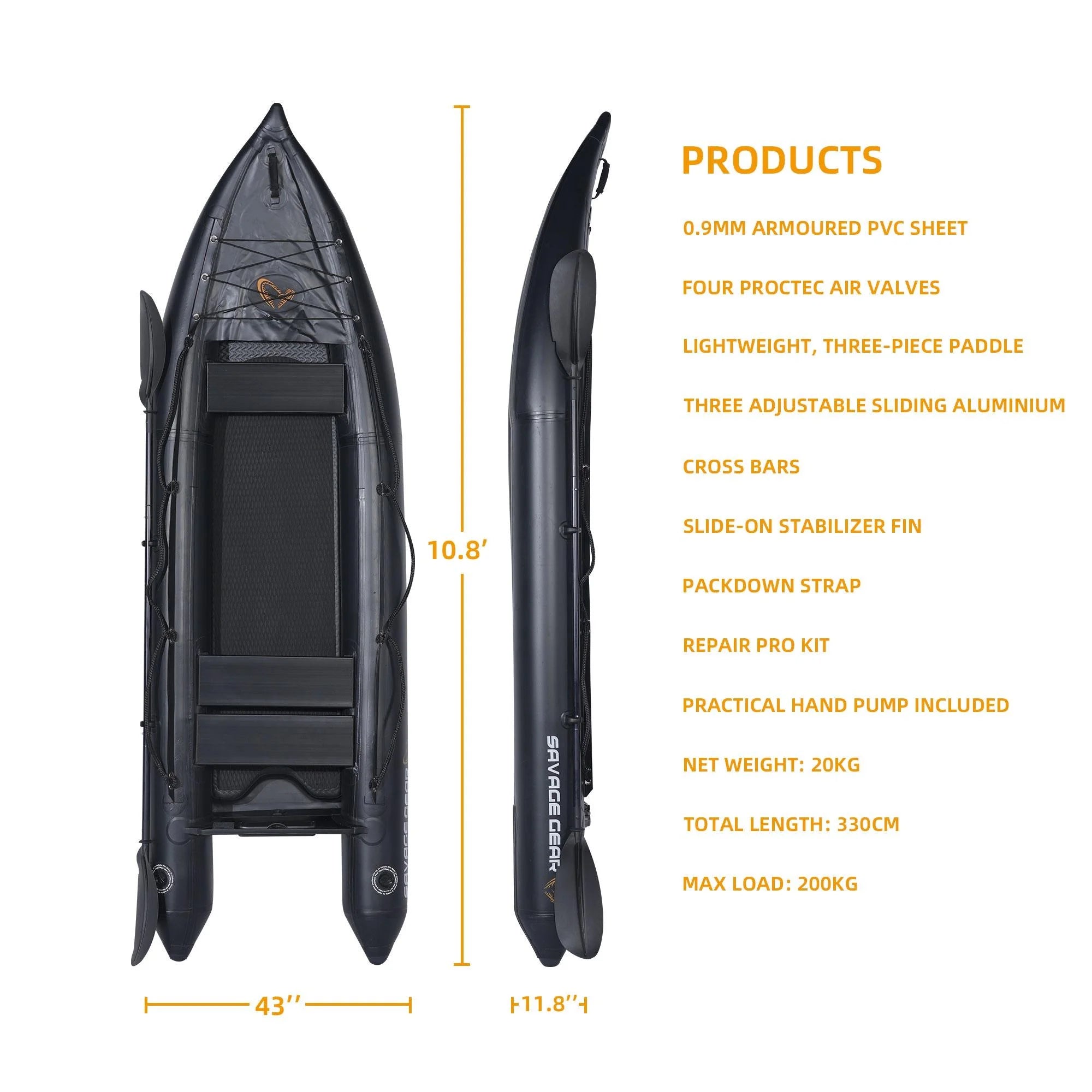 2 Person Inflatable Fishing Kayak with Pump, Paddle, and Repair Kit L2296