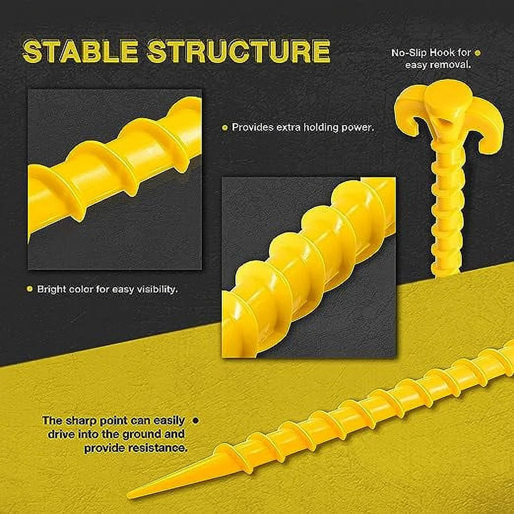Kotto Large 10 inch Yellow Outdoor Tent Stakes Ground Anchor Pegs, 8-Pack S77674