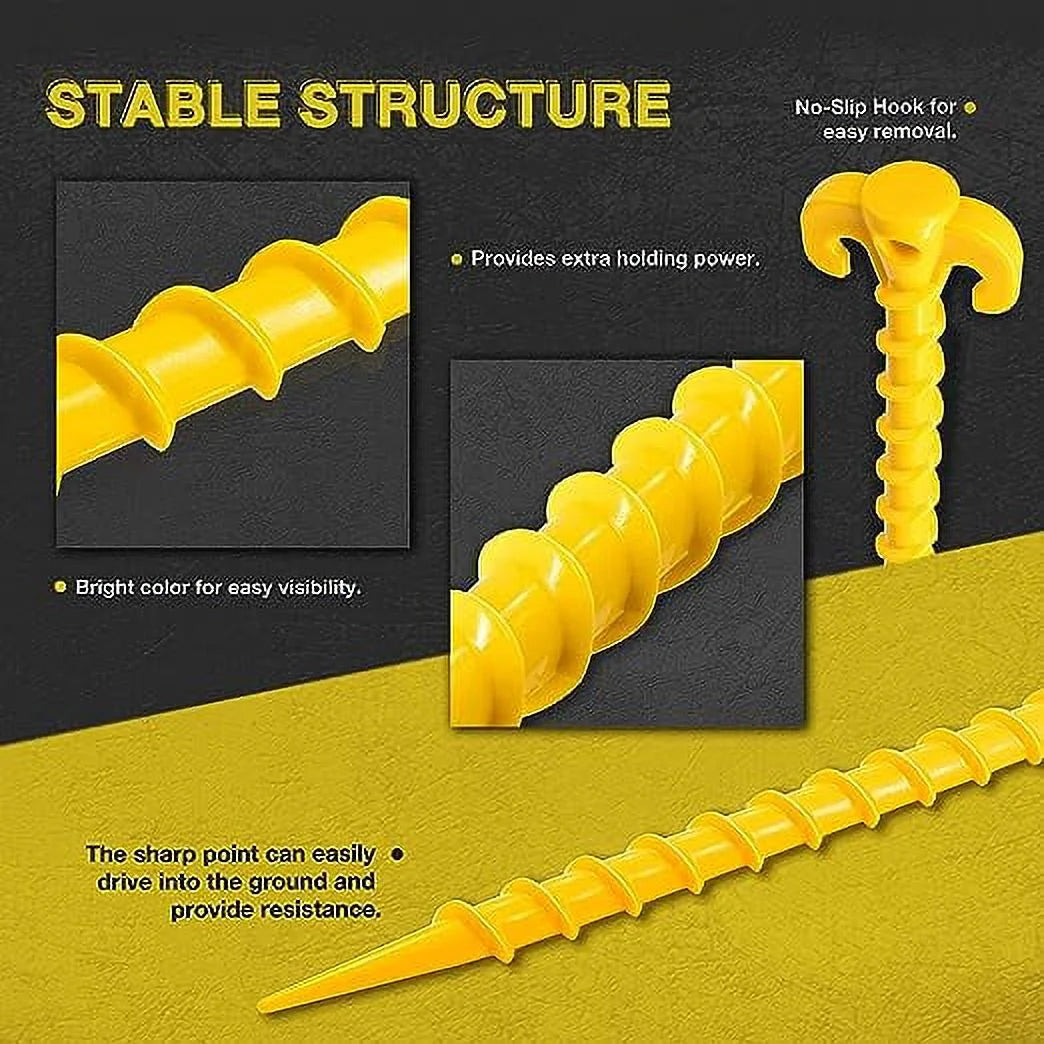 Kotto Large 10 inch Yellow Outdoor Tent Stakes Ground Anchor Pegs, 8-Pack S77674