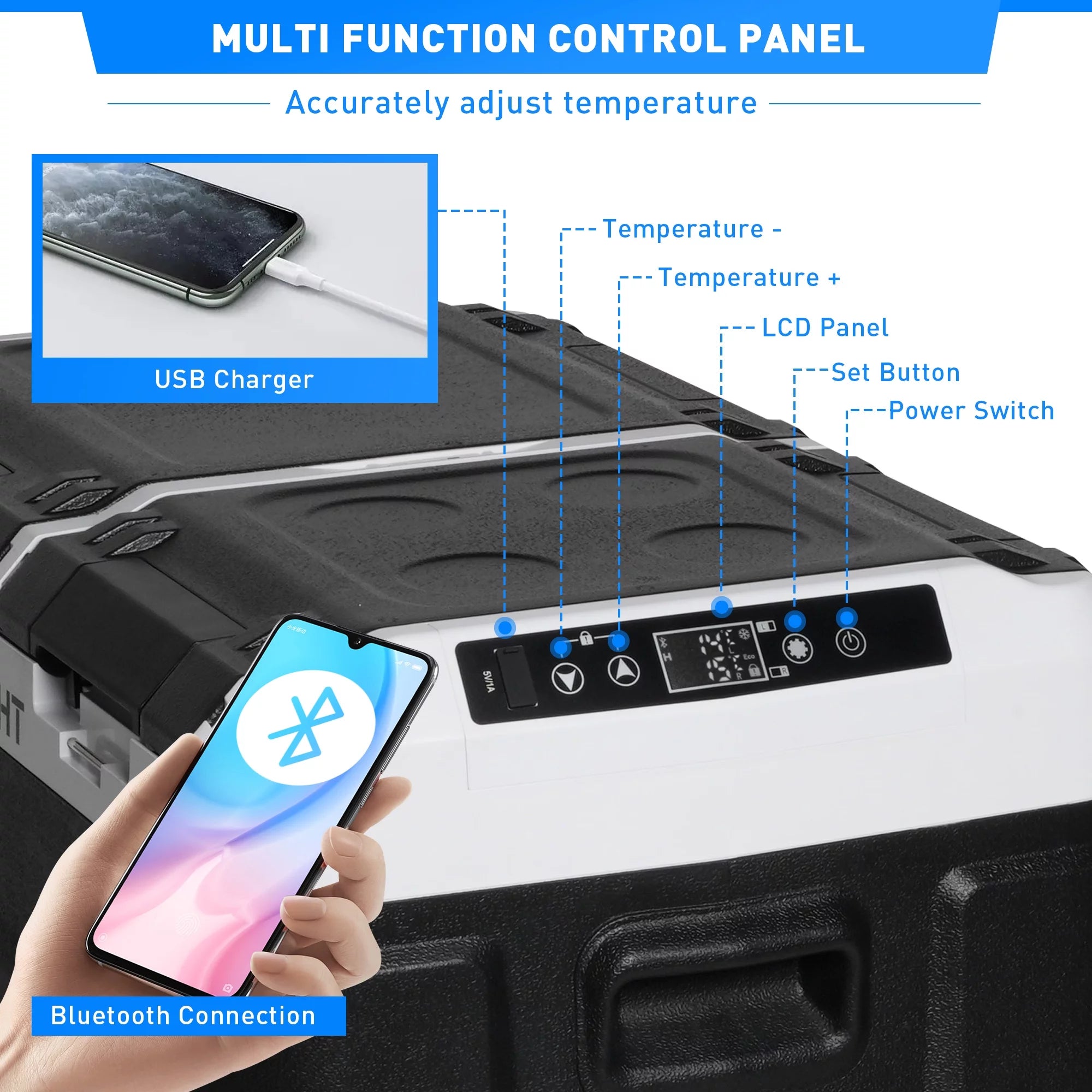 12V Portable Dual Zone Car Refrigerator 31.7QT with WiFi App Control N5786