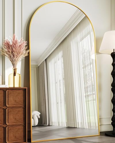 Arched Full Length Floor Mirror 76"x34" Black Freestanding I957