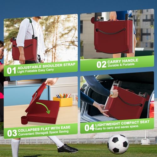 Stadium Seat with Back Support, Portable Bleacher Seat, Black V308
