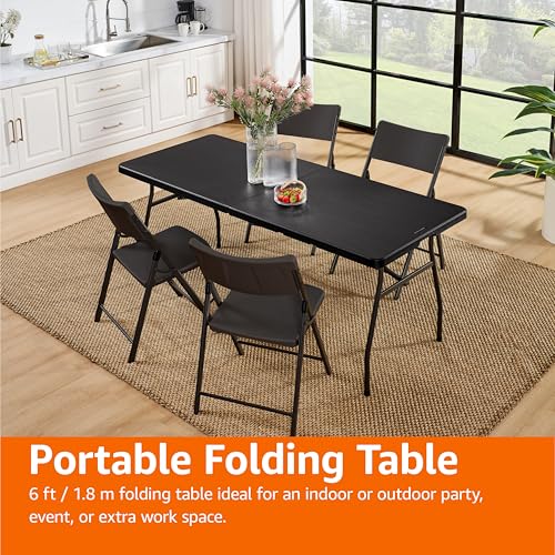 Amazon Basics Heavy Duty Folding Table 6 ft with Carrying Handle, White V552