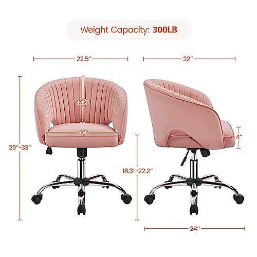 Yaheetech Velvet Vanity Chair with Wheels for Bedroom Cream U9976