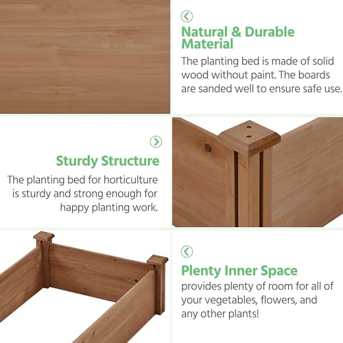 Yaheetech 8×2ft Wooden Raised Garden Bed for Flowers Vegetables Herbs Outdoor E283112