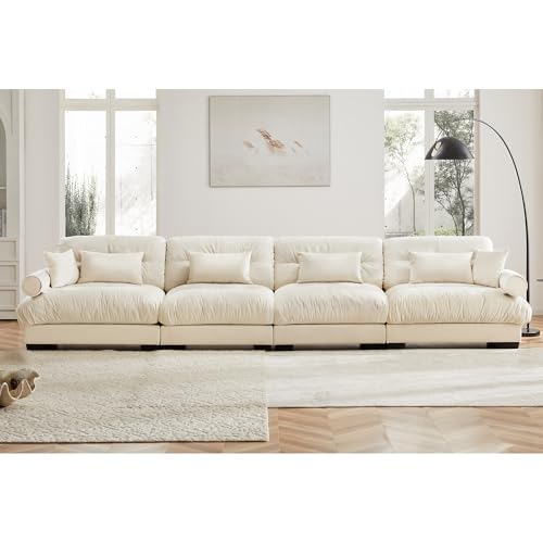 130" Modular Sectional Sofa with Movable Ottoman, Velvet Upholstered, Green Y4976