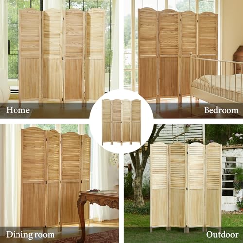 Room Partitions and Dividers, 5.6 Ft Tall Folding Wood Screen, 4 Panels S6959