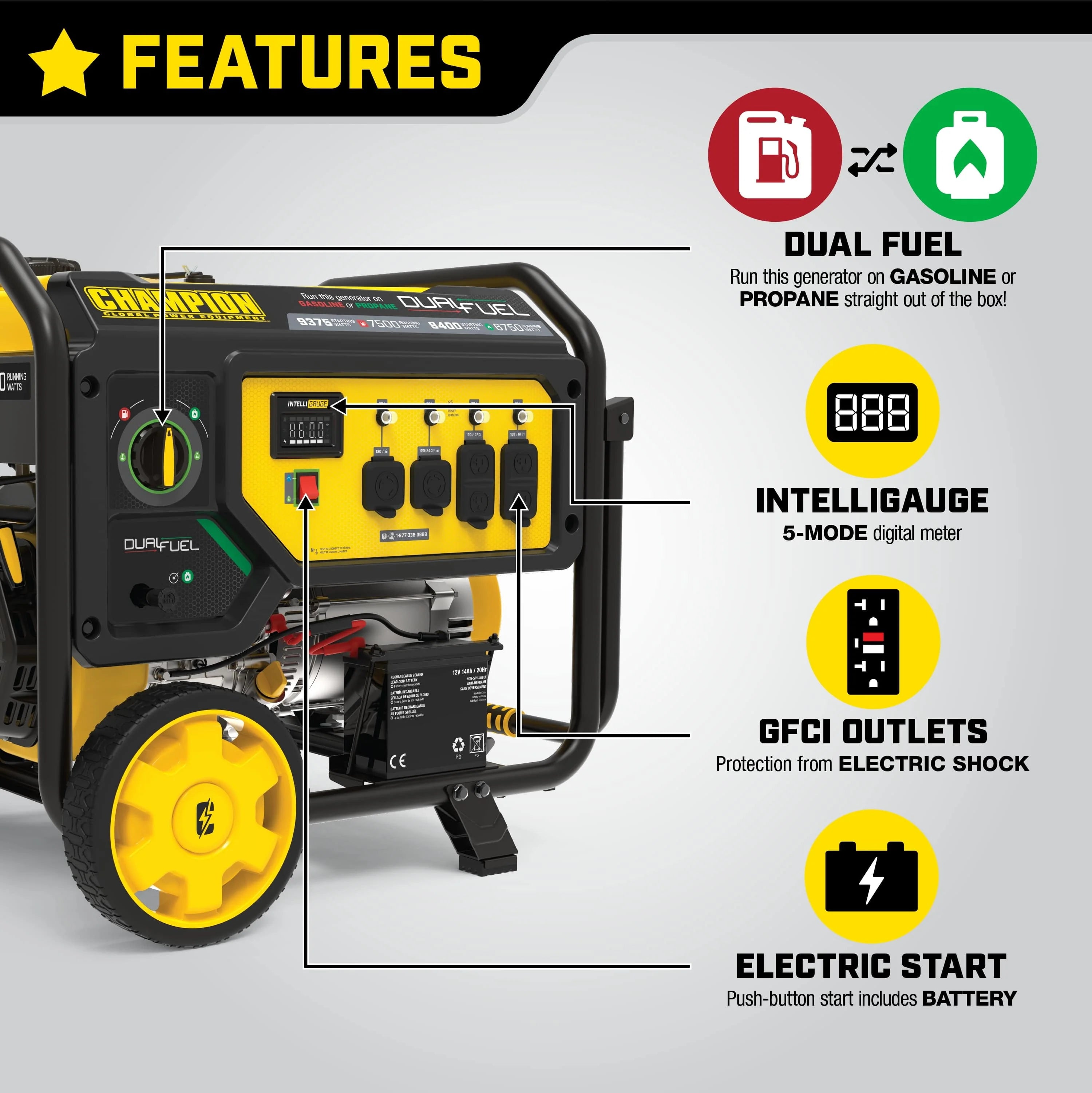 Champion Power Equipment 9375/7500W Dual Fuel Portable Generator J769