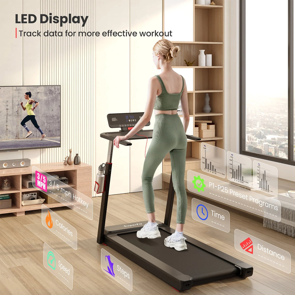 Superfit 3HP Folding Treadmill with APP Control, Black Z7624