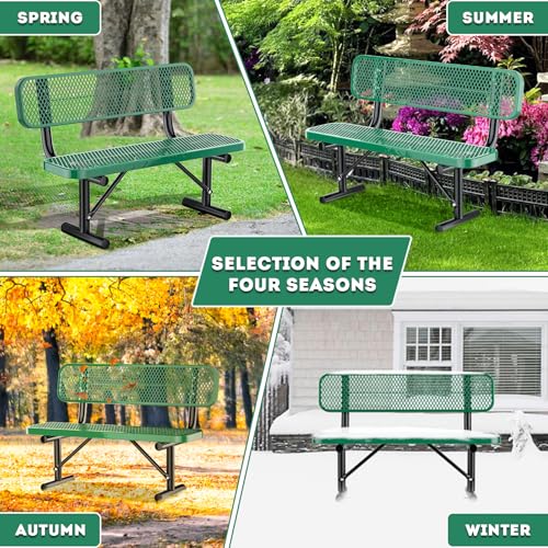 Heavy Duty Outdoor Metal Park Bench with Backrest for Garden Patio Yard K713
